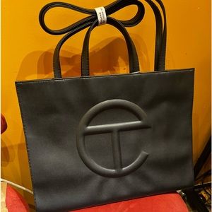 Brand new XLarge black leather Telfar bag!